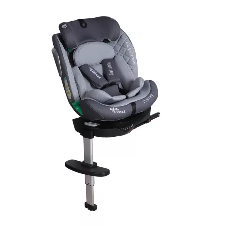 ISOFIX 360° otočná autosedačka Mama Kiddies® iSize Journey Extra (40–150 cm) v sivej farbe s podpornou nohou + darček slnečná clona a opierka nohy