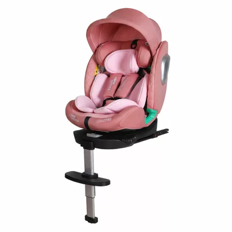 ISOFIX 360° otočná autosedačka Mama Kiddies® iSize Journey Extra (40–150 cm) v ružovej farbe s podpornou nohou + darček slnečná clona a opierka nohy