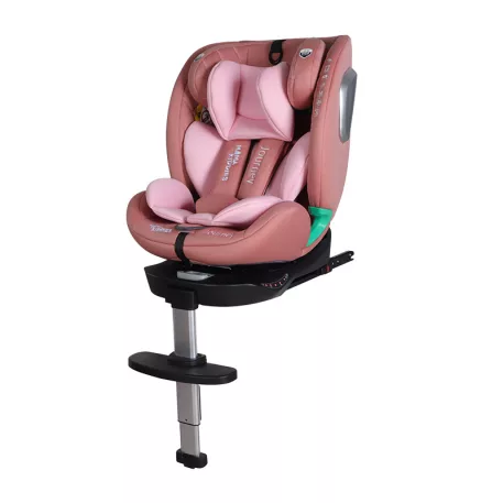 ISOFIX 360° otočná autosedačka Mama Kiddies® iSize Journey Extra (40–150 cm) v ružovej farbe s podpornou nohou + darček slnečná clona a opierka nohy