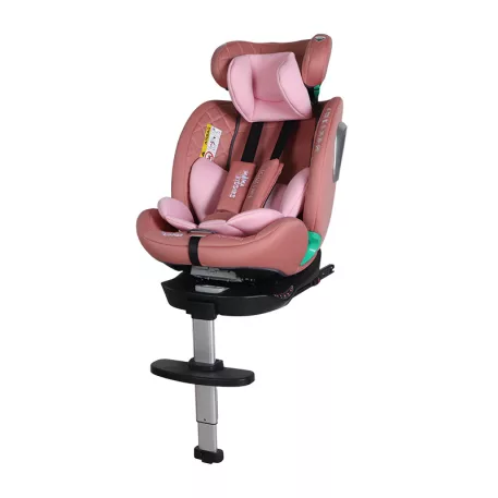 ISOFIX 360° otočná autosedačka Mama Kiddies® iSize Journey Extra (40–150 cm) v ružovej farbe s podpornou nohou + darček slnečná clona a opierka nohy