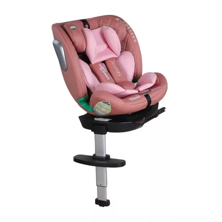 ISOFIX 360° otočná autosedačka Mama Kiddies® iSize Journey Extra (40–150 cm) v ružovej farbe s podpornou nohou + darček slnečná clona a opierka nohy