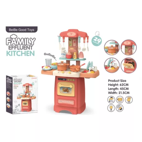 Mama Kiddies® Effluent Kitchen 29-dielna detská kuchynka – ružová