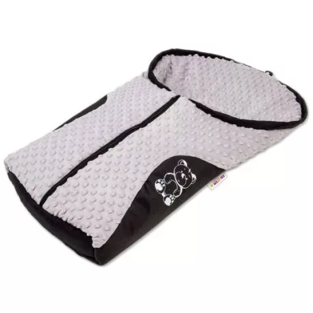 Nellys Baby MINKY fusak – nielen do autosedačky – sivý Teddy medvedík