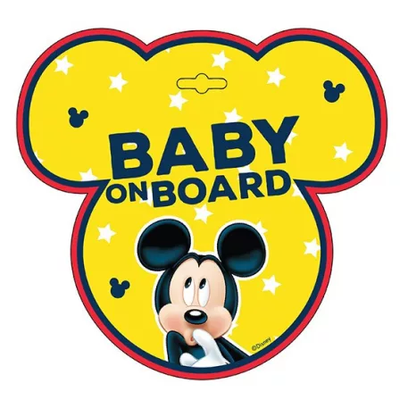 Tabuľka do auta s prísavkou Dieťa v aute - BABY ON BOARD - Mickey