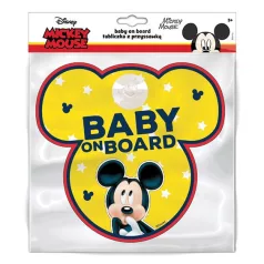   Tabuľka do auta s prísavkou Dieťa v aute - BABY ON BOARD - Mickey