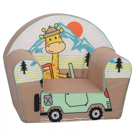 Mama Kiddies® prémiové detské kreslo - Giraffe on the Jeep