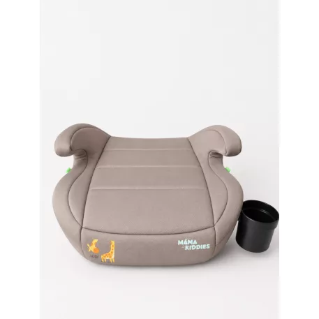 Mama Kiddies® i-Size HappyRide podsedák (125–150 cm) s ISOFIX upevnením v béžovej farbe s motívom žirafy – DARČEK držiak na pohár