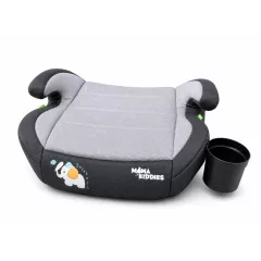   Mama Kiddies® i-Size HappyRide podsedák (125–150 cm) s ISOFIX upevnením v sivej farbe s motívom sloníka – DARČEK držiak na pohár