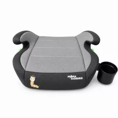   Mama Kiddies® i-Size HappyRide podsedák (125–150 cm) v sivej farbe s motívom žirafieho mláďaťa – DARČEK držiak na pohár