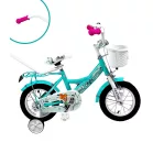 Kelly detský bicykel s rodičovskou rukoväťou – mentolový 12" + darček