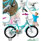 Kelly detský bicykel s rodičovskou rukoväťou – mentolový 16" + darček
