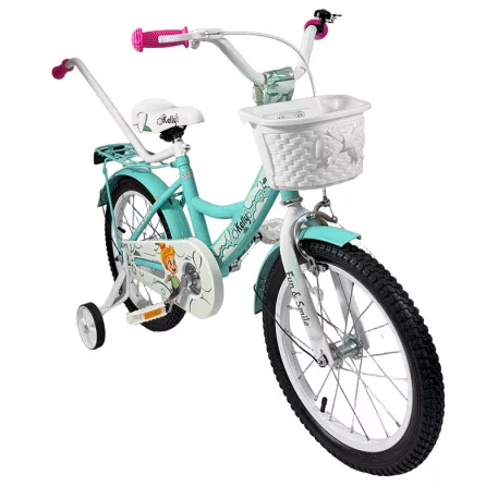 Kelly detský bicykel s rodičovskou rukoväťou – mentolový 16" + darček