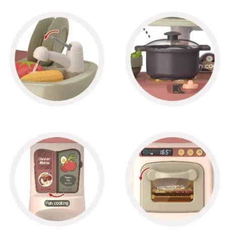 62 cm vysoká Home Kitchen detská kuchynská súprava s 29 doplnkami v olivovej farbe