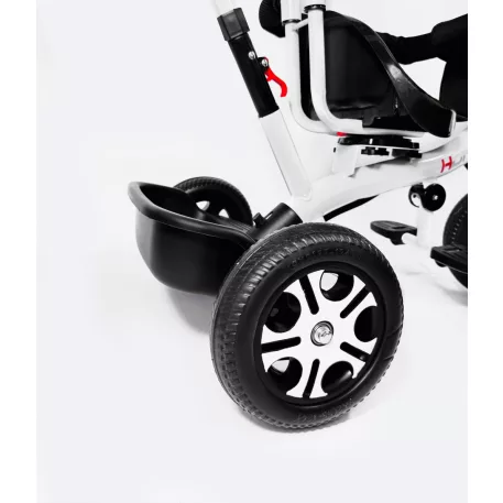 MK H-Trike Harmony trojkolka s otočným sedadlom o 360 stupňov, s rodičovskou rukoväťou, v červeno-bielej farbe + darček