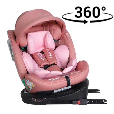 Mama Kiddies® Journey i-Size autosedačka 40–150 cm, ISOFIX, 360° + Top Tether – ružová + darček