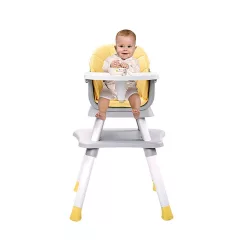   Mama Kiddies® Denver 6v1 multifunkčná jedálenská stolička žltá so sadou hračiek ako darček