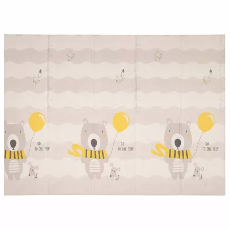 Obojstranná skladacia penová hracia podložka 150 × 200 cm – les / medvedík