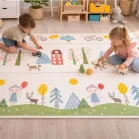 Obojstranná skladacia penová hracia podložka 150 × 200 cm – les / medvedík