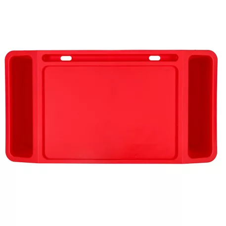 Stabilný prenosný stolík na notebook do auta s organizérom a vreckami pre deti – červený