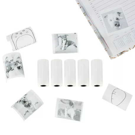 Samolepiace termopapierové rolky do mini tlačiarne – 5,7 cm x 4,5 m – 5 ks