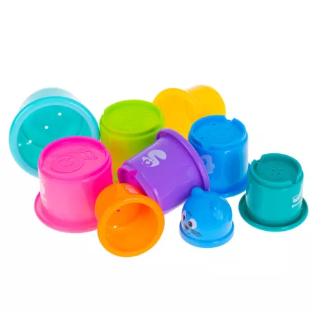 Hra s 9 farebnými pyramídovými pohárikmi