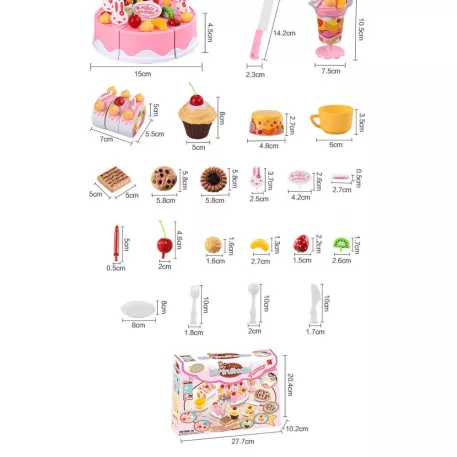 75 dielna plastová narodeninová torta - modrá