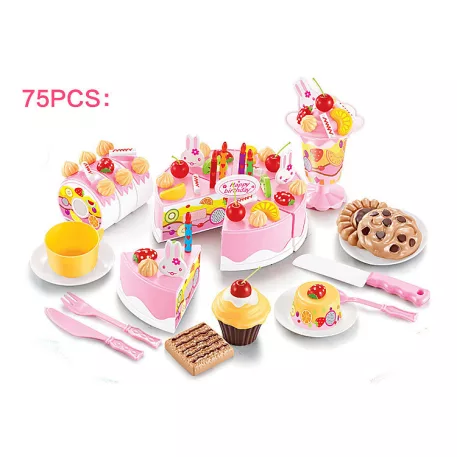 75 dielna plastová narodeninová torta - modrá