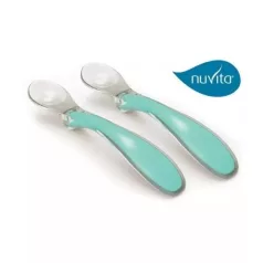 Nuvita 2-dielna sada silikónových lyžičiek - green