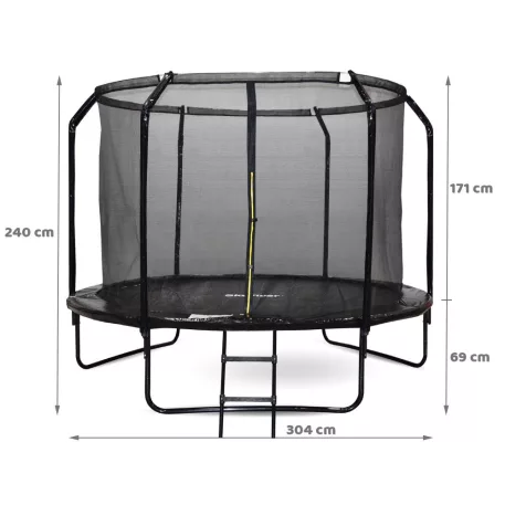 Profesionálna trampolína SkyFlyer 304 cm v čiernej farbe + DARČEK rebrík