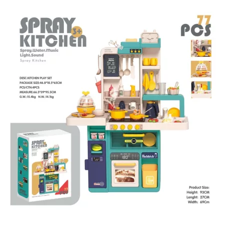 77-dielna detská kuchynská súprava Spray Kitchen v tyrkysovej farbe