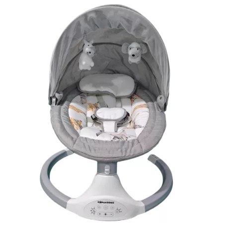 Mama Kiddies® prémiová 2-v-1 elektrická hojdačka a lehátko s diaľkovým ovládaním v sivej farbe + darčeky