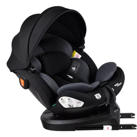 Mama Kiddies® Turbo Wings i-Size otočná autosedačka 40–150 cm, ISOFIX, 360°, Top Tether – tmavosivá + darček