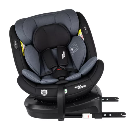 Mama Kiddies® Turbo Wings i-Size otočná autosedačka 40–150 cm, ISOFIX, 360°, Top Tether – tmavosivá + darček