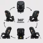 Mama Kiddies® Turbo Wings i-Size otočná autosedačka 40–150 cm, ISOFIX, 360°, Top Tether – tmavosivá + darček