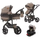 Mama Kiddies® Evening Star 4v1 Black Edition multifunkčný kočík s príslušenstvom v béžovo-hnedej farbe s ISOFIX základňou + darček
