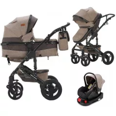   Mama Kiddies® Evening Star 4v1 Black Edition multifunkčný kočík s príslušenstvom v béžovo-hnedej farbe s ISOFIX základňou + darček