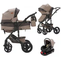   Mama Kiddies® Evening Star 4v1 Black Edition multifunkčný kočík s príslušenstvom v béžovo-hnedej farbe s ISOFIX základňou + darček