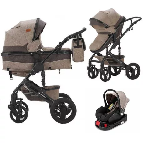 Mama Kiddies® Evening Star 4v1 Black Edition multifunkčný kočík s príslušenstvom v béžovo-hnedej farbe s ISOFIX základňou + darček