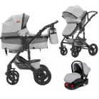 Mama Kiddies® Evening Star 4v1 Black Edition multifunkčný kočík s príslušenstvom v sivej farbe s ISOFIX základňou + darček
