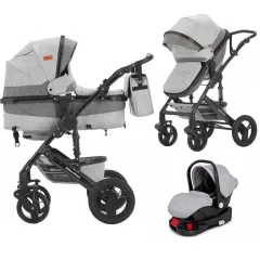   Mama Kiddies® Evening Star 4v1 Black Edition multifunkčný kočík s príslušenstvom v sivej farbe s ISOFIX základňou + darček