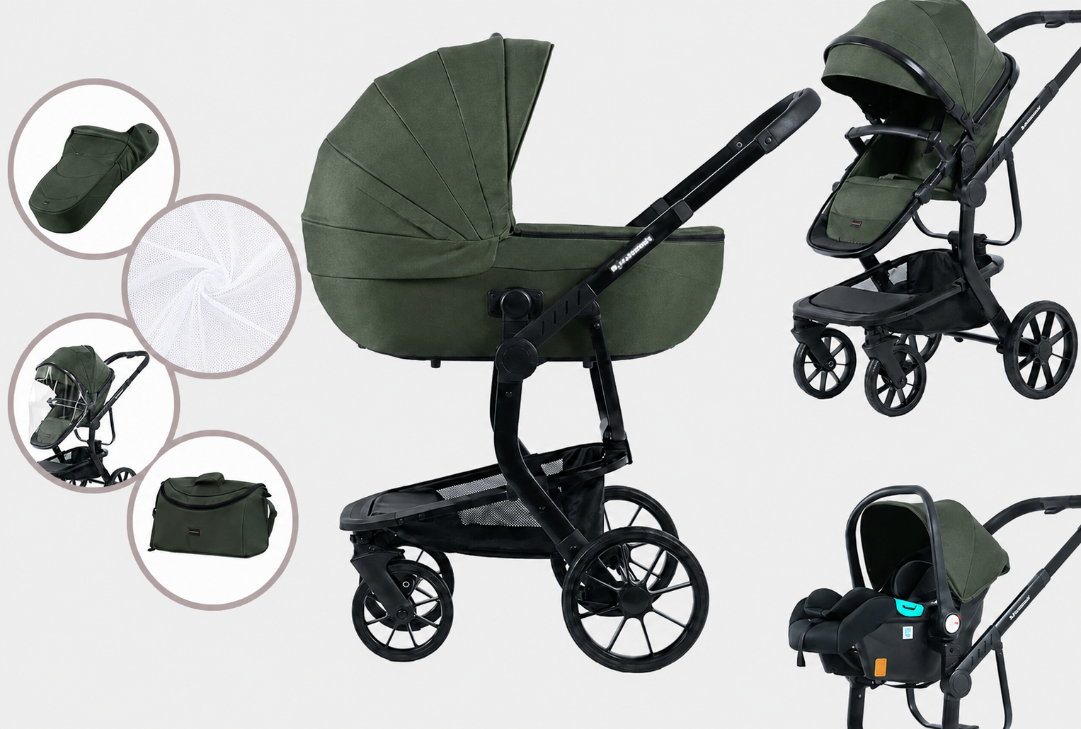 Mama Kiddies® Icon 3 v 1 multifunkčný kočík s príslušenstvom v zelenej farbe