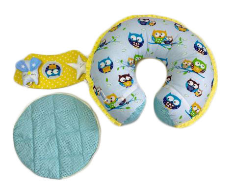 Mama Kiddies MyKids konvertibilný vankúš do detskej sedačky s modrým a žltým vzorom sovy
