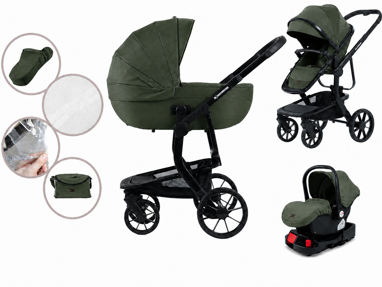 Mama Kiddies® Icon multifunkčný kočík 4 v 1 v zelenej farbe